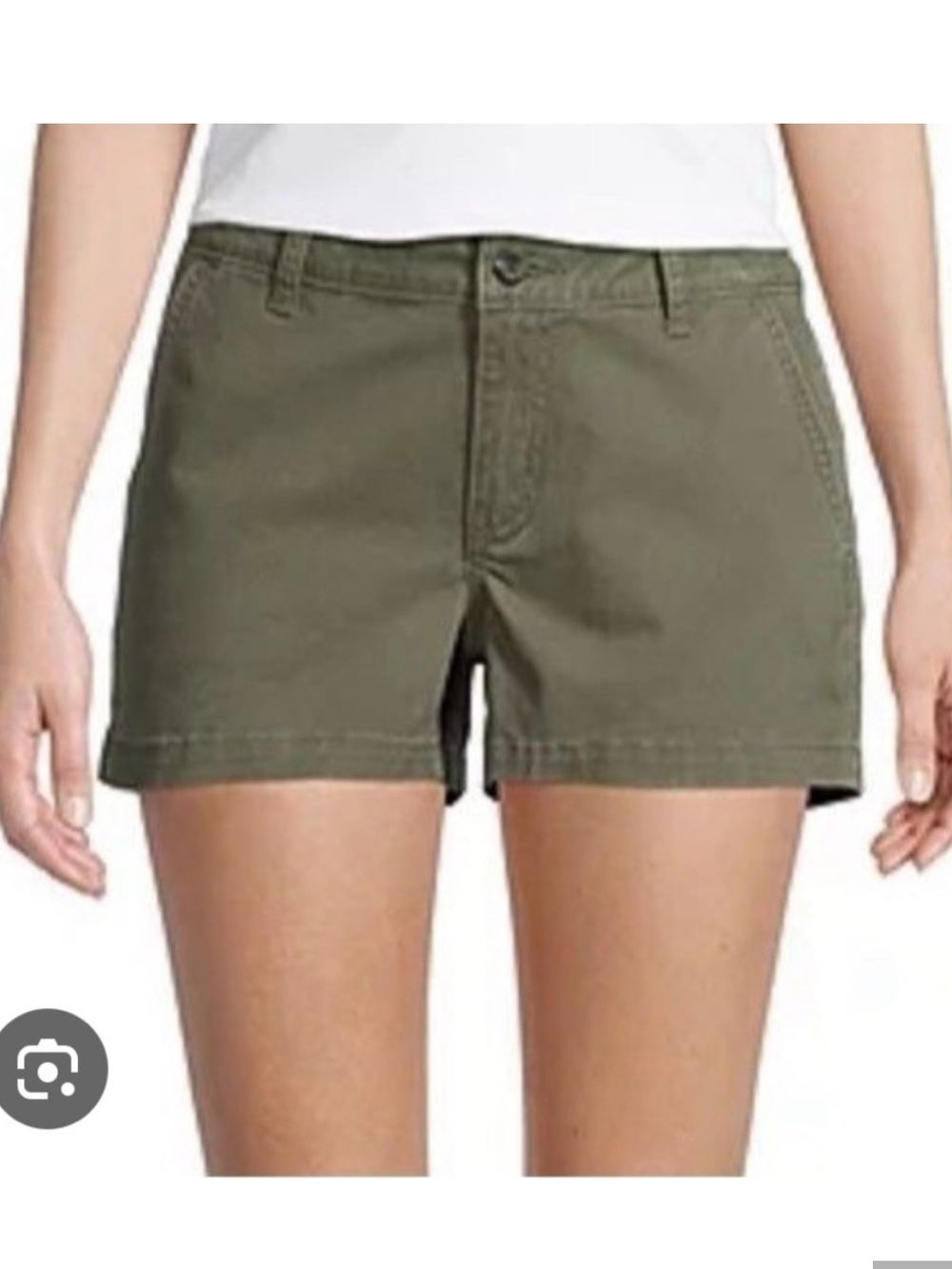 a.n.a Olive Green Cotton Mid-Rise Twill Cargo Shorts